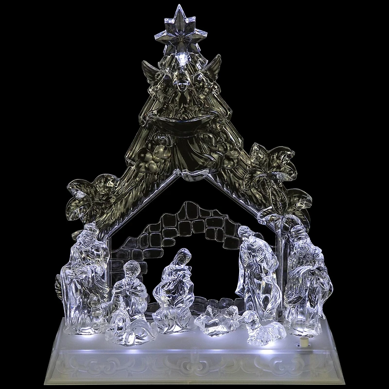 Northlight 11" Led Lighted Nativity Scene In Stable Acrylic Lighted Nativity Set