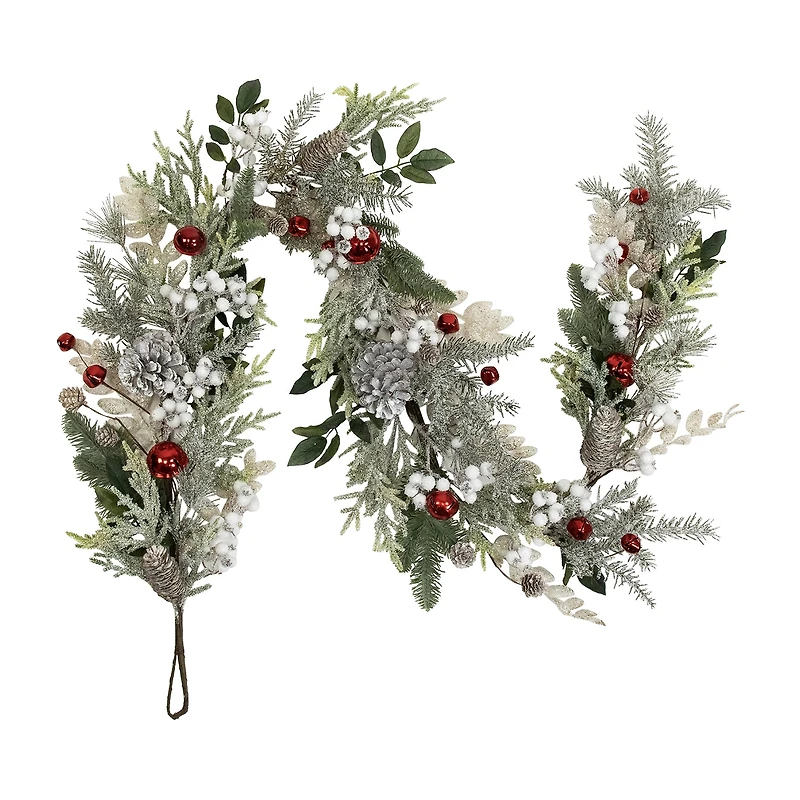 Northlight 6ft Frosted Pinecones And Berries Artificial Christmas Indoor Garland