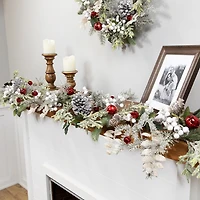 Northlight 6ft Frosted Pinecones And Berries Artificial Christmas Indoor Garland
