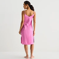 Ambrielle Womens Satin Sleeveless V Neck Nightgown