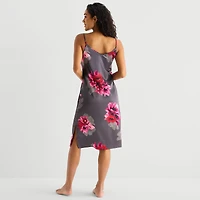 Ambrielle Womens Satin Sleeveless V Neck Nightgown