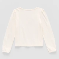 Thereabouts Little Girls Round Neck Long Sleeve Regular Fit Graphic T-Shirt