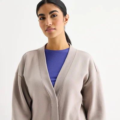 Xersion Super Soft Fleece Womens Oversized Long Sleeve Layered Sweater