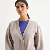 Xersion Super Soft Fleece Womens Oversized Long Sleeve Layered Sweater