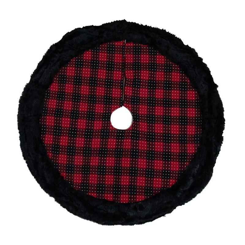 Northlight 48" Buffalo Plaid With Polka Dots And Faux Fur Border Indoor Tree Skirt