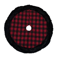 Northlight 48" Buffalo Plaid With Polka Dots And Faux Fur Border Indoor Tree Skirt