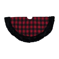 Northlight 48" Buffalo Plaid With Polka Dots And Faux Fur Border Indoor Tree Skirt