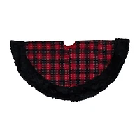 Northlight 48" Buffalo Plaid With Polka Dots And Faux Fur Border Indoor Tree Skirt