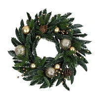 Northlight 22" Real Touch™ Pre Decorated Pine With Pine Cones Wreath