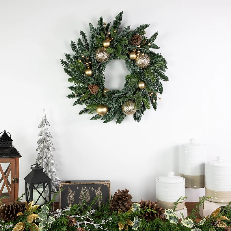 Northlight 22" Real Touch™ Pre Decorated Pine With Pine Cones Wreath