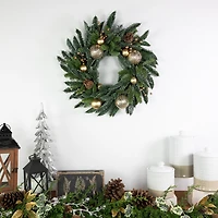 Northlight 22" Real Touch™ Pre Decorated Pine With Pine Cones Wreath