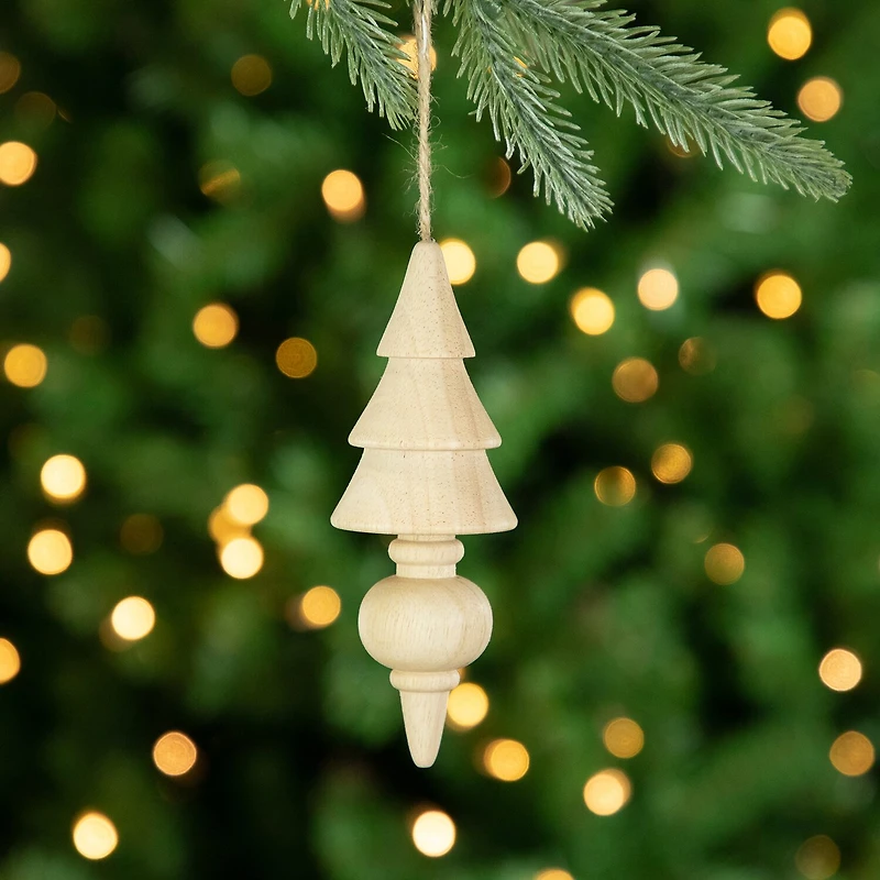 Northlight 6" Natural Trees Wooden Christmas Ornament
