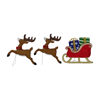 Northlight 59" Lighted Reindeer With Sleigh Christmas Yard Art