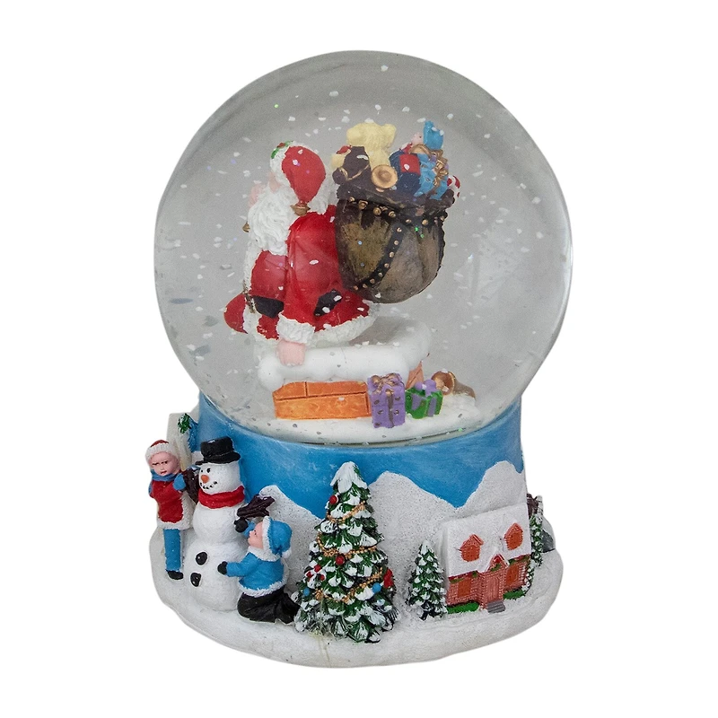 Northlight 7" Santa Coming Down The Chimney Christmas Snow Globe