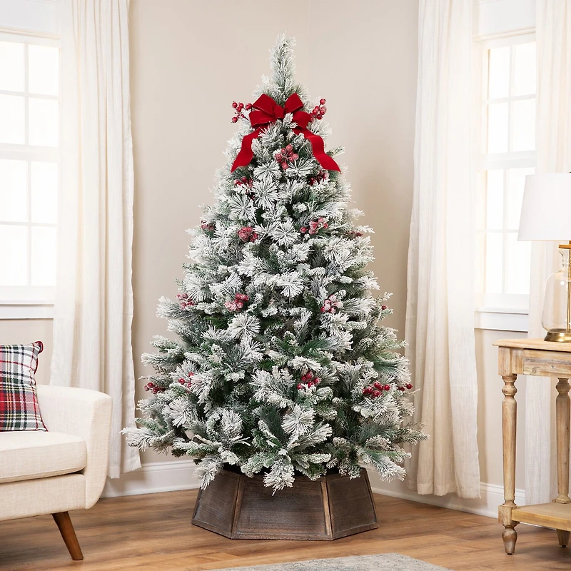 Northlight 7ft Heavily Flocked Whittaker Spruce Full 6 1/2 Foot Flocked Spruce Christmas Tree