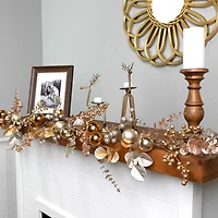 Northlight 6ft Glittered Mixed Leaves And Berries Christmas Indoor Garland