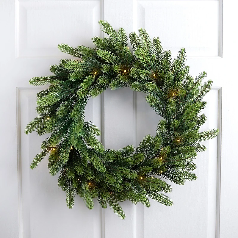 Northlight 24" Battery Operated Led Noble Fir Wreath