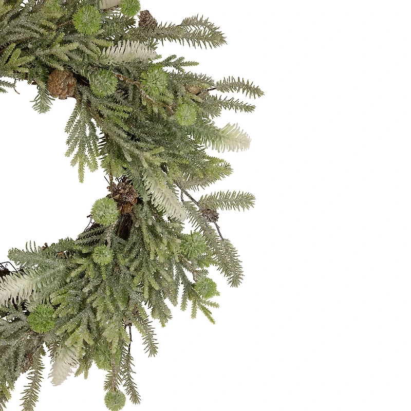 Northlight 24" Artificial With Frosted Foliage And Pine Cones Wreath