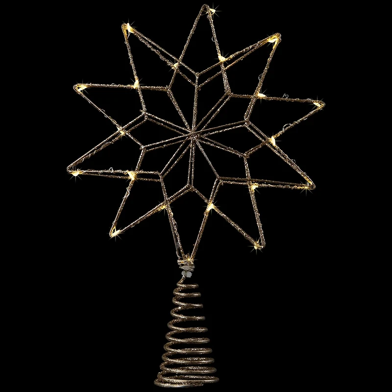 Northlight 12" Led Glittered Gold Star Christmas Tree Topper