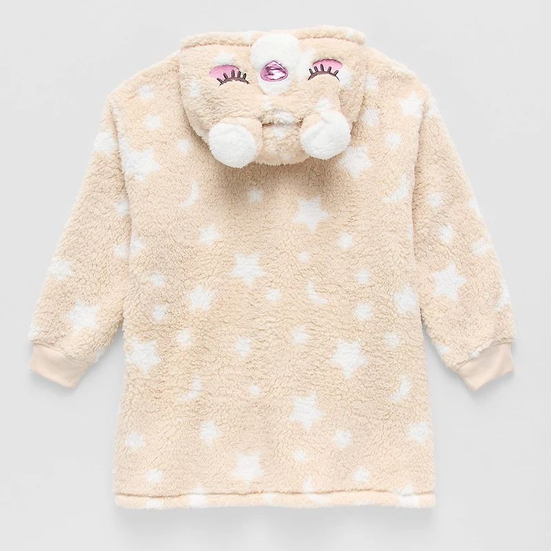 Dream Big Peace Out Lounger Little & Kid Girls Plush Long Sleeve Hooded Nightgown