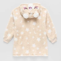 Dream Big Peace Out Lounger Little & Kid Girls Plush Long Sleeve Hooded Nightgown
