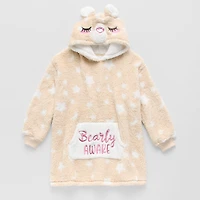 Dream Big Peace Out Lounger Little & Kid Girls Plush Long Sleeve Hooded Nightgown