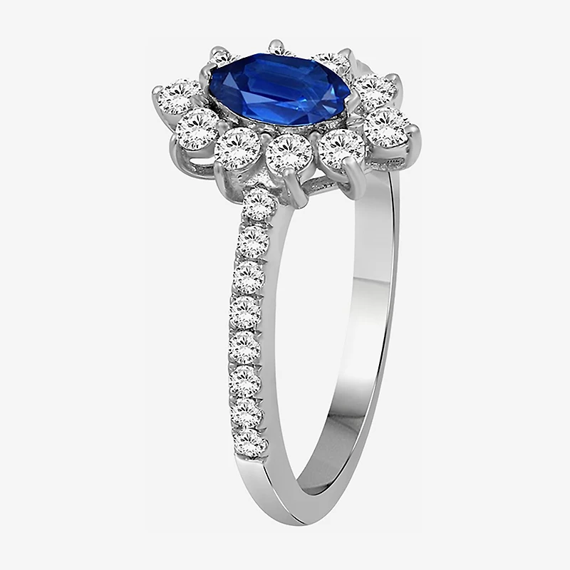Womens 3 1/2 CT. T.W Genuine Blue Sapphire 10K Gold Marquise Halo Cocktail Ring
