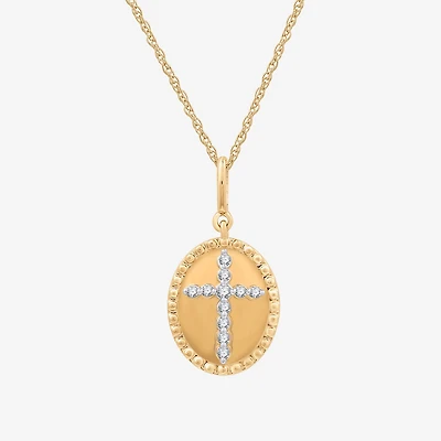 Yes, Please! Womens 1/10 CT. T.W. Lab Grown White Diamond 14K Gold Over Silver Sterling Silver Cross 18 Inch Pendant Necklace