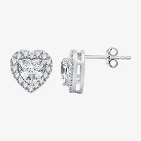 Yes, Please! Lab Created White Sapphire Sterling Silver 10.6mm Heart Round Stud Earrings