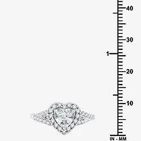 Yes, Please! Womens Lab Created White Sapphire Sterling Silver Heart Side Stone Cocktail Ring
