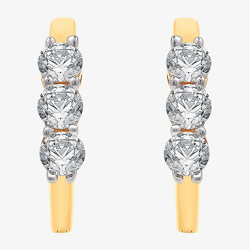 Yes, Please! Womens Lab Created White Sapphire Sterling Silver 17.6mm Hoop Earrings
