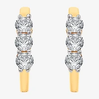 Yes, Please! Womens Lab Created White Sapphire Sterling Silver 17.6mm Hoop Earrings