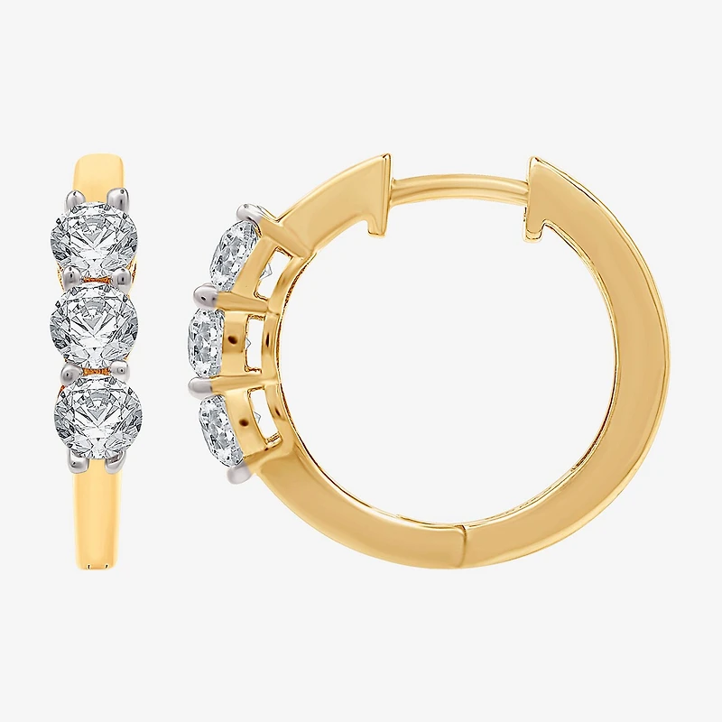Yes, Please! Womens Lab Created White Sapphire Sterling Silver 17.6mm Hoop Earrings