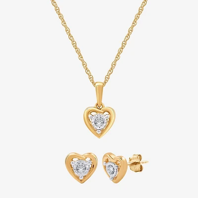 Yes, Please! (G, Si1-Si2) Womens 1/6 CT. T.W. Lab Grown White Diamond 14K Gold Over Silver 2 Pair Jewelry Set