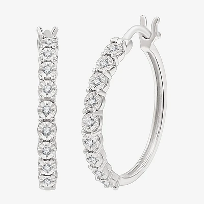 Yes, Please! Womens 1/6 CT. T.W. Lab Grown White Diamond Sterling Silver 24mm Hoop Earrings