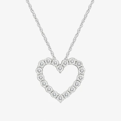 Yes, Please! Womens 1/6 CT. T.W. Lab Grown White Diamond Sterling Silver Heart 18 Inch Pendant Necklace