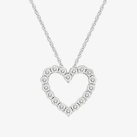 Yes, Please! Womens 1/6 CT. T.W. Lab Grown White Diamond Sterling Silver Heart 18 Inch Pendant Necklace