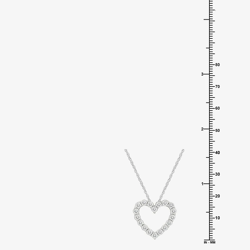 Yes, Please! Womens 1/6 CT. T.W. Lab Grown White Diamond Sterling Silver Heart 18 Inch Pendant Necklace