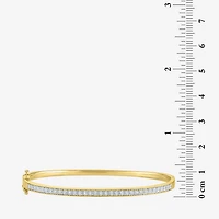 (G-H, Si2-I1) Womens 1/10 CT. T.W. Lab Grown White Diamond 14K Gold Over Silver Bangle Bracelet
