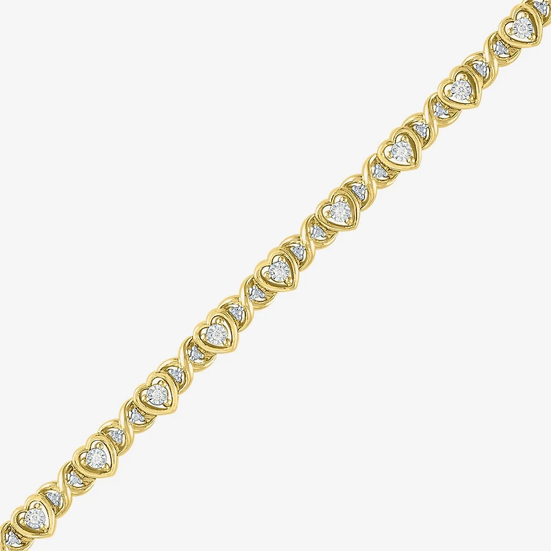 (I1-I2/ G-H) Womens Sterling Silver 7.25 Inch Heart Chain Bracelet
