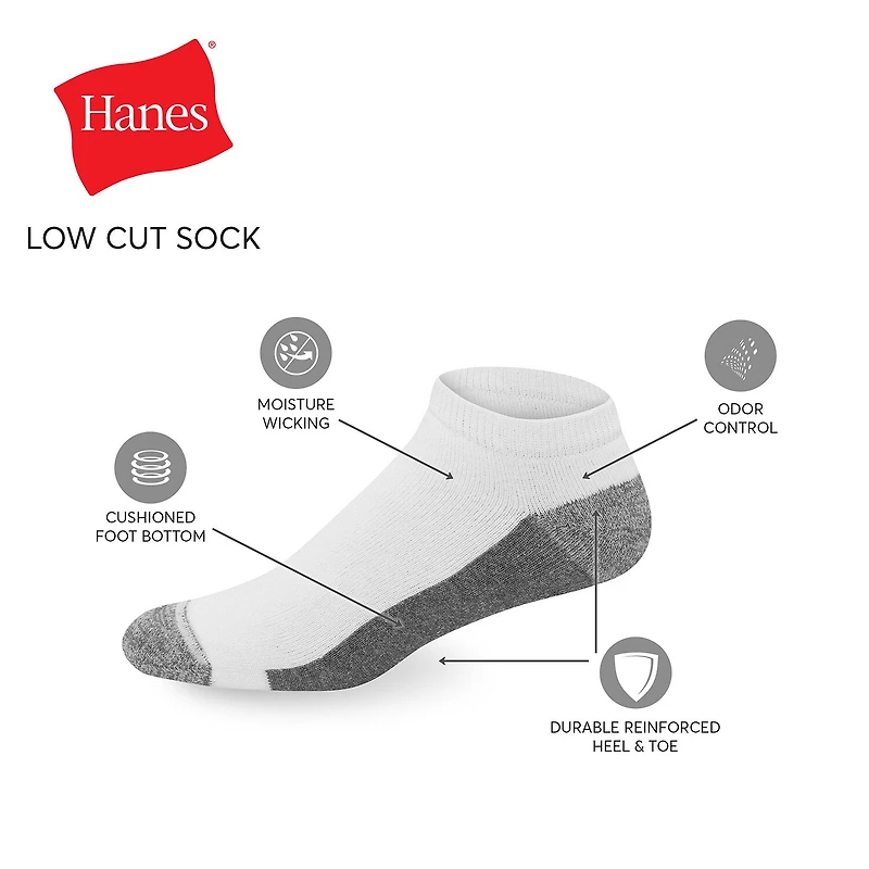 Hanes Ultimate Bonus Pack Mens Multi-Pack 7 Pair Low Cut Socks