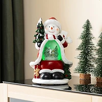 Glitzhome Christmas Resin Lighted Snowflakes Snowman Waterglobe Christmas Tabletop Decor