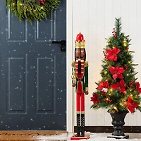 Glitzhome 42"H Wooden Christmas African King Wood Christmas Nutcracker