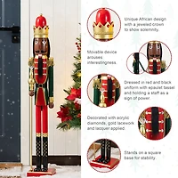Glitzhome 42"H Wooden Christmas African King Wood Christmas Nutcracker