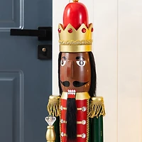 Glitzhome 42"H Wooden Christmas African King Wood Christmas Nutcracker