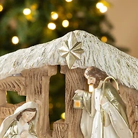 Glitzhome 12"L Resin "Believe" Holy Family Figurine Nativity Set