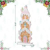 Glitzhome 36"H Wooden Christmas Gingerbread House Christmas Porch Sign