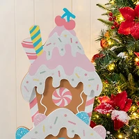 Glitzhome 36"H Wooden Christmas Gingerbread House Christmas Porch Sign