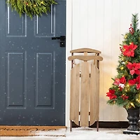 Glitzhome 35"H Wooden Natural Christmas Sleigh Christmas Porch Sign