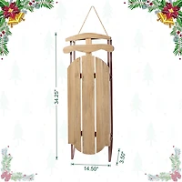 Glitzhome 35"H Wooden Natural Christmas Sleigh Christmas Porch Sign
